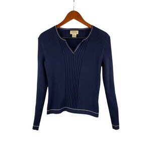 St. Johns Bay Authentic 100% Cotton Ribbed Long Sleeve Sweater Small Blue